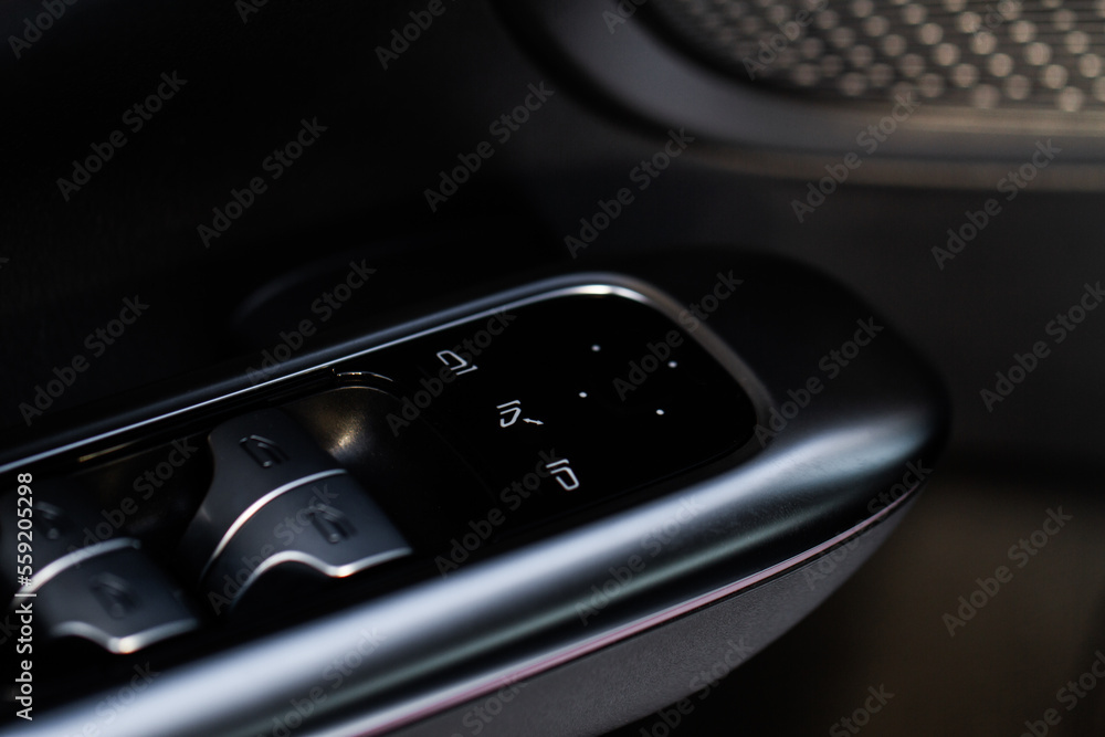 Naklejka premium Side mirrors control panel on side door.