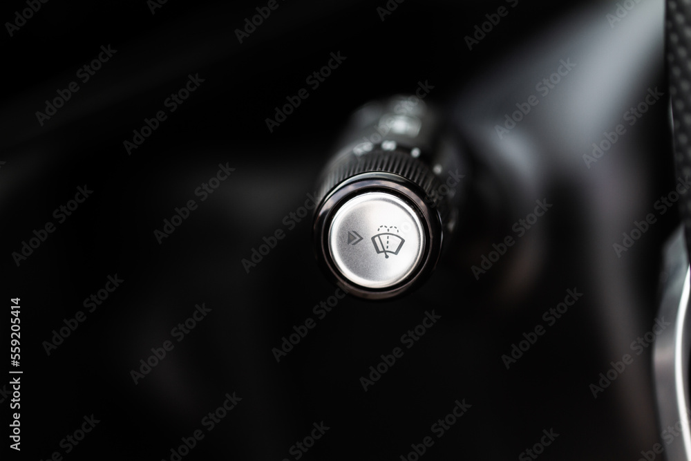 Car wiper adjustment lever. Wipers switch control. Windscreen wipers select buttons, Car wiper adjustment lever. Wipers switch control. Windscreen wipers select buttons,