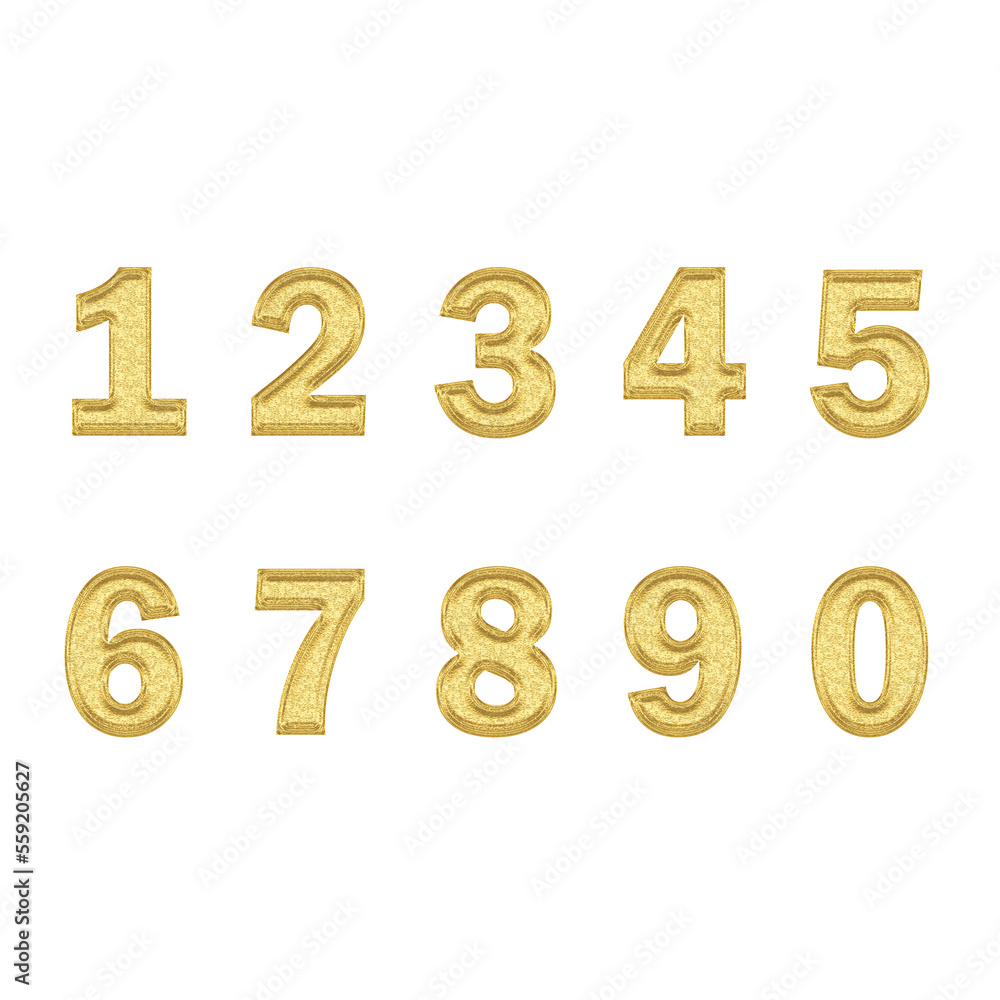 set of GOLD numbers 3d png set of GOLD numbers 3d png