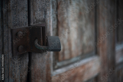 Close up old lock on the door. © wedninth