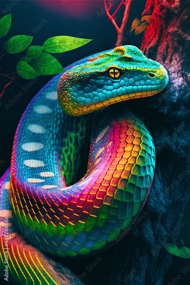 Rainbow Snake Python Stock Illustration | Adobe Stock