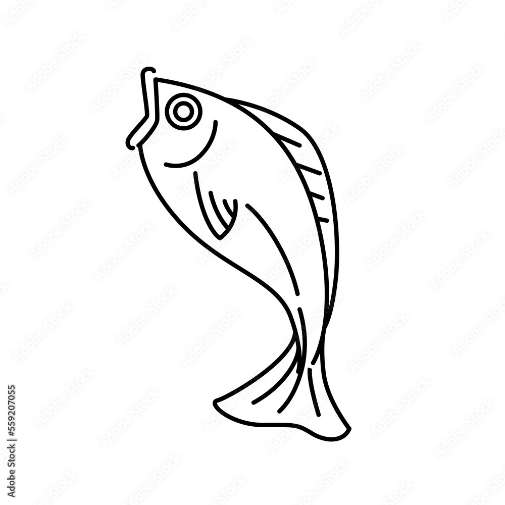 Obraz premium Fish icon outline design vector illustration on white background