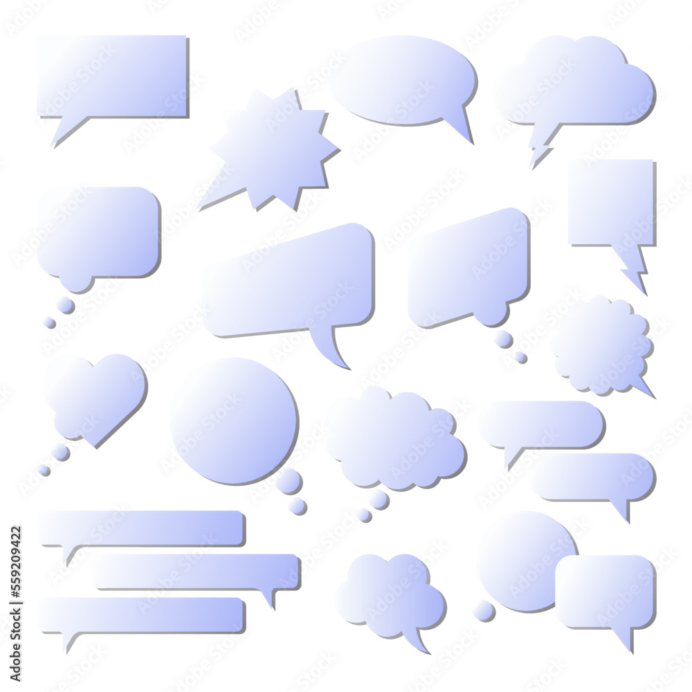 Flat speech bubble set. Talk bubble. Cloud speech bubbles collection. Vector illustration isolated on the white background Flat speech bubble set. Talk bubble. Cloud speech bubbles collection. Vector illustration isolated on the white background