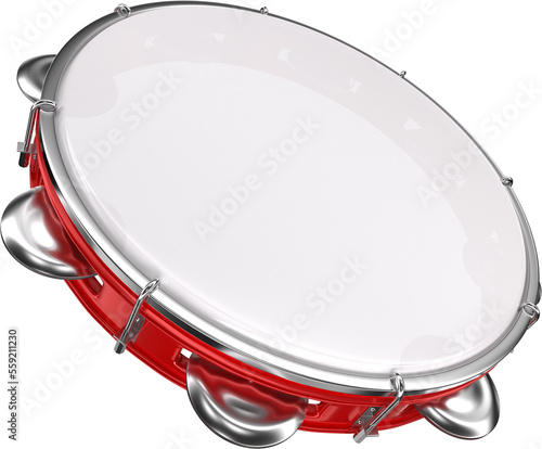 Canvas Print Realistic tambourine supported on base