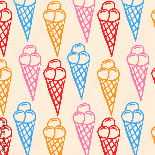 ice cream seamless colorful pattern