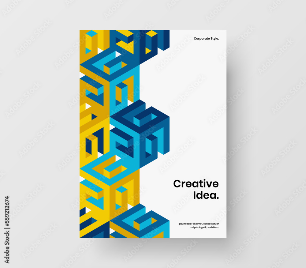 Multicolored geometric tiles handbill illustration. Modern book cover design vector layout. Multicolored geometric tiles handbill illustration. Modern book cover design vector layout.