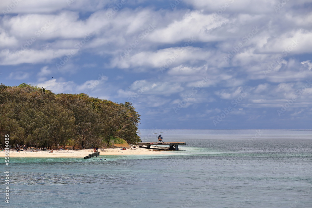 Helipad on the beach of Green Island-Wunyami. Cairns-Australia-380