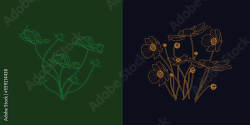 Minimal Line Art Flower Illustration Poster
