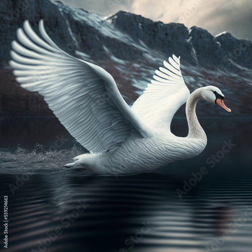 Canvas Print swan on the lake