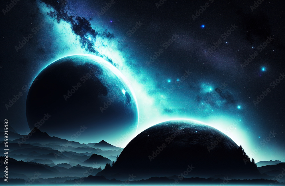 art illustration of the night sky . Generative AI art illustration of the night sky . Generative AI