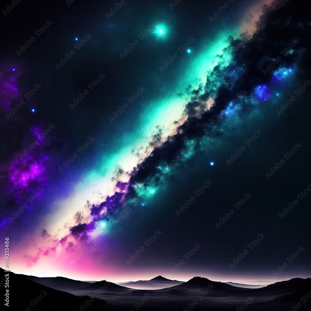Fototapeta premium art illustration of the night sky . Generative AI