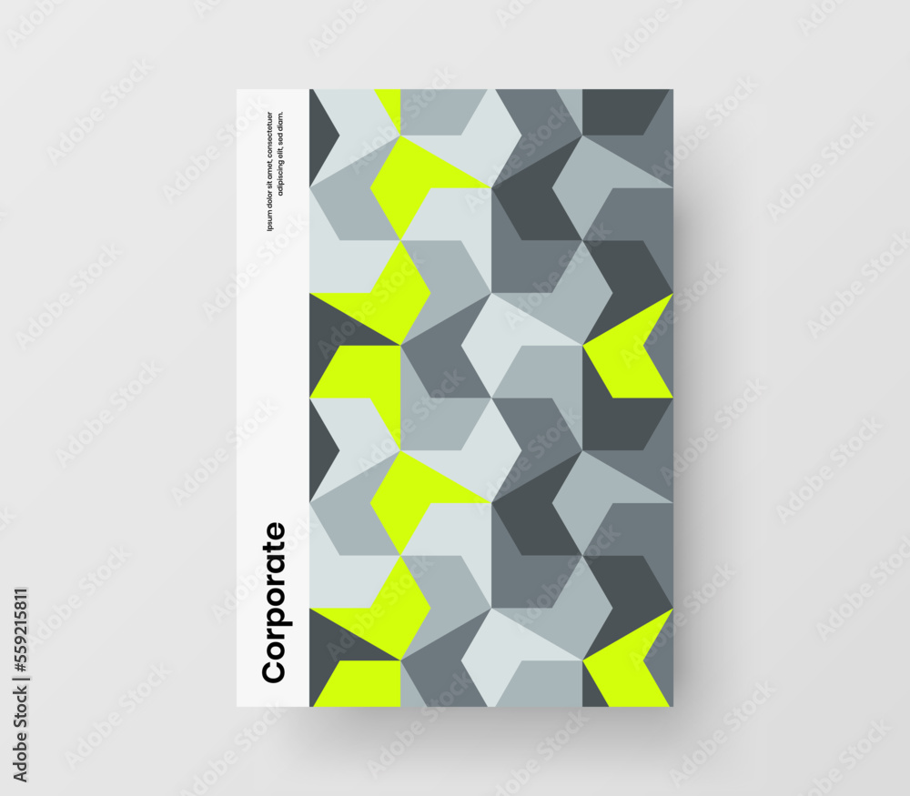 Fototapeta premium Minimalistic mosaic pattern journal cover template. Trendy flyer A4 design vector layout.