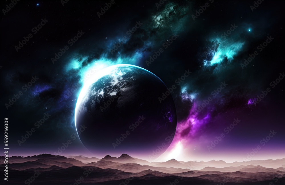 art illustration of the night sky . Generative AI art illustration of the night sky . Generative AI