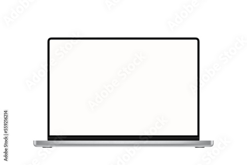 Laptop with blank screen isolated on white background 