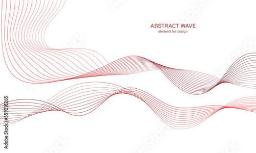 Abstract colorfull wave element for design. Digital frequency track equalizer. Stylized line art background.Vector illustration.Wave with lines created using blend tool.Curved wavy line, smooth stripe