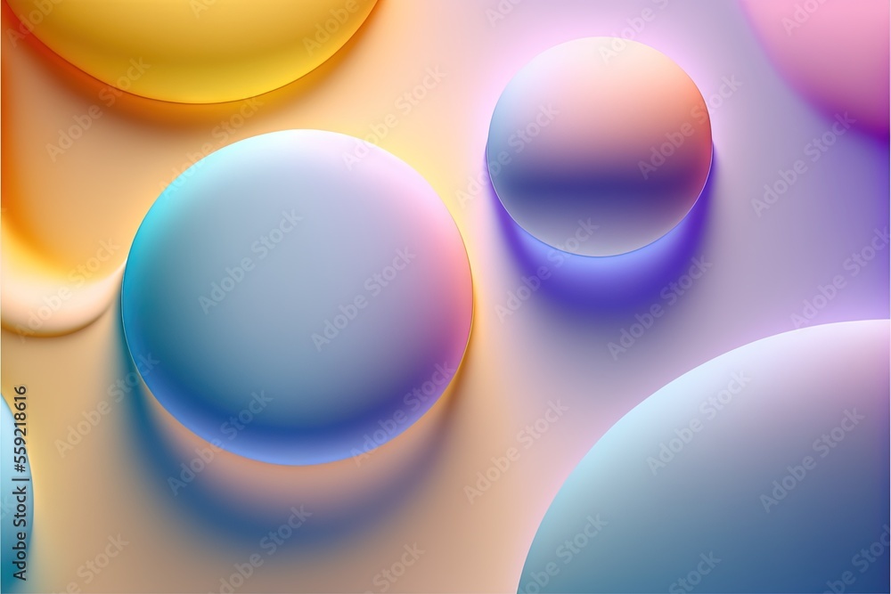 A Colorful Background With Circles And Bubbles In Pastel Colors And A