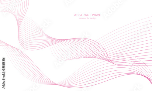 Abstract colorfull wave element for design. Digital frequency track equalizer. Stylized line art background.Vector illustration.Wave with lines created using blend tool.Curved wavy line, smooth stripe