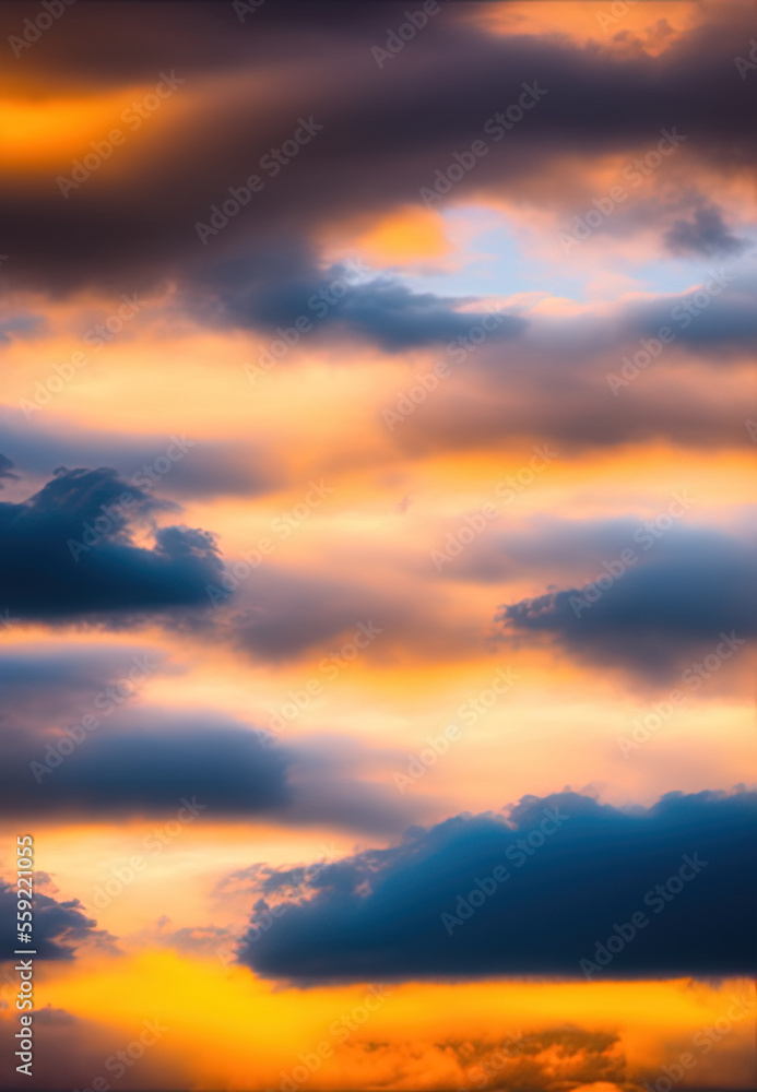 Sky scene at sunset with cloudy and golden sunshine Sky scene at sunset with cloudy and golden sunshine