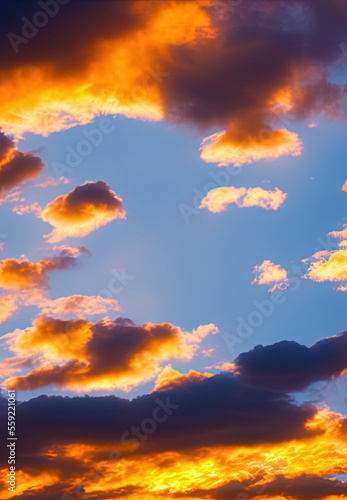 Sky scene at sunset with cloudy and golden sunshine © lndstock