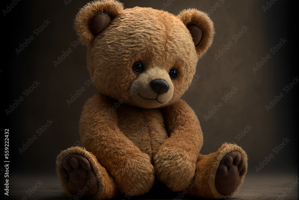 Teddy bear against a dark background. Generative AI Teddy bear against a dark background. Generative AI