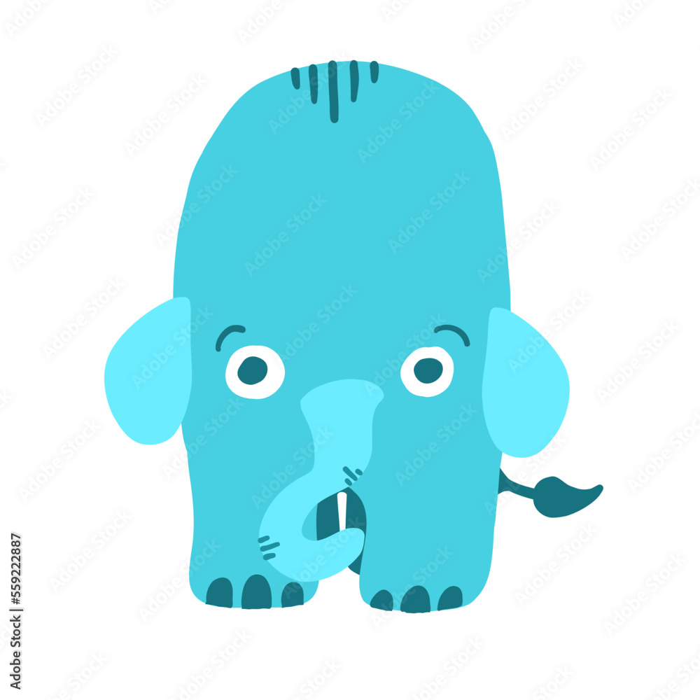 Blue elephant vector illustration in cartoon flat style isolated on white background. Blue elephant vector illustration in cartoon flat style isolated on white background.