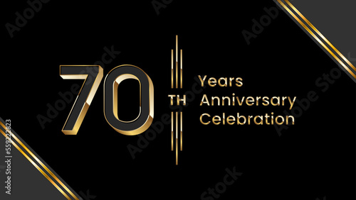 70th Anniversary. Anniversary template design with golden text for anniversary celebration event. Vector Templates Illustration