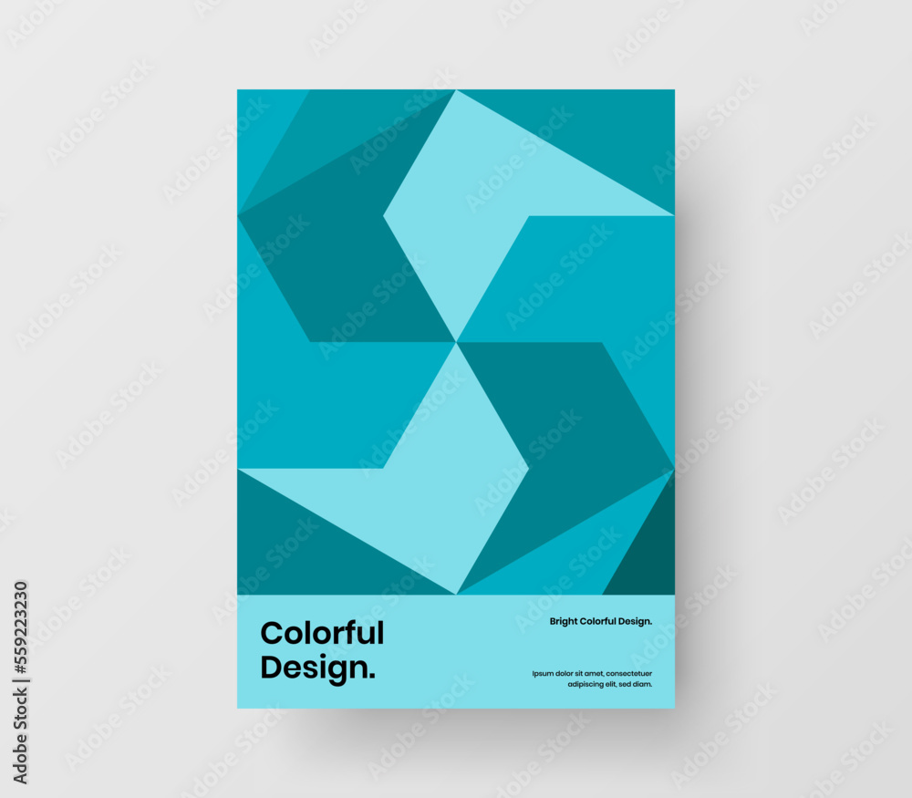 Modern annual report vector design template. Unique geometric hexagons cover illustration.
