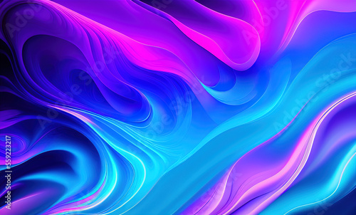 Wallpaper Mural Abstract blue purple neon wavy background . Generative AI Torontodigital.ca