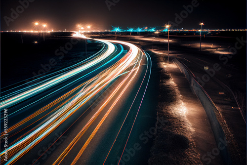 High Angle View Of Light Trails On Road At Night  © Trendboyt