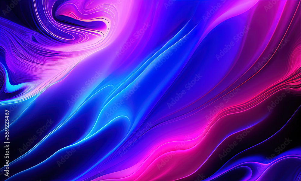 Obraz premium Abstract blue purple neon wavy background . Generative AI