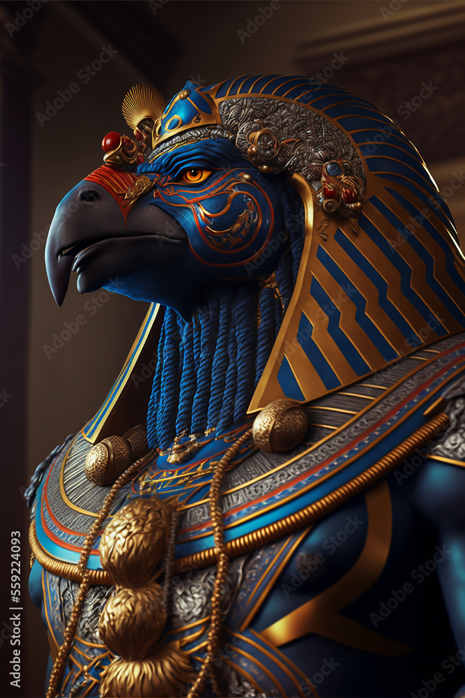 Portrait of Horus Egyptian God Stock Illustration | Adobe Stock