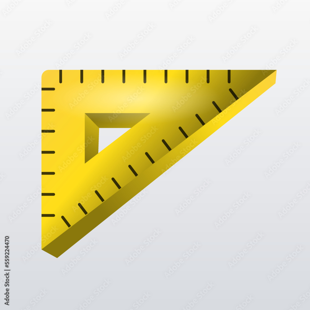Vector illustration of a rectangular ruler. Icon for schoolchildren measuring device.