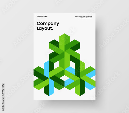 Multicolored mosaic shapes company cover layout. Clean flyer design vector illustration.