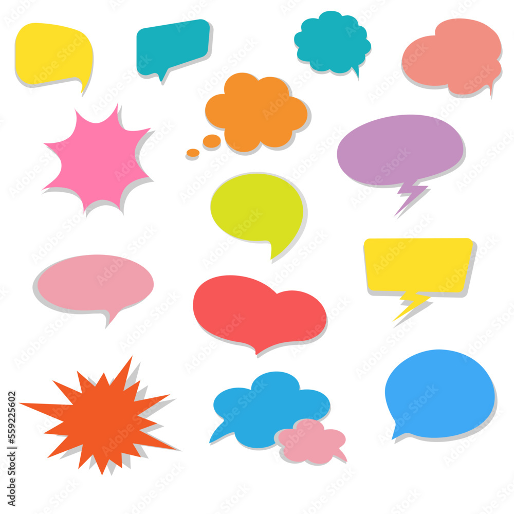 Big set of different multicolor speech bubble. Chat icons vector isolated element. Message vector icons. Big set of different multicolor speech bubble. Chat icons vector isolated element. Message vector icons.