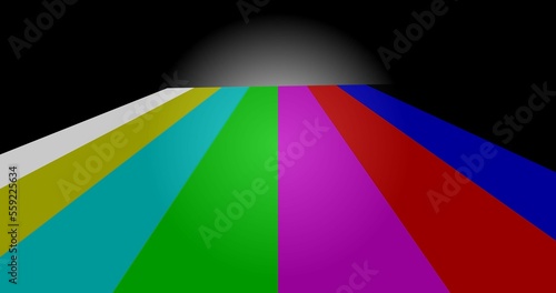 A cg of 3d backgrounds of a color bar signal pattern gradation.