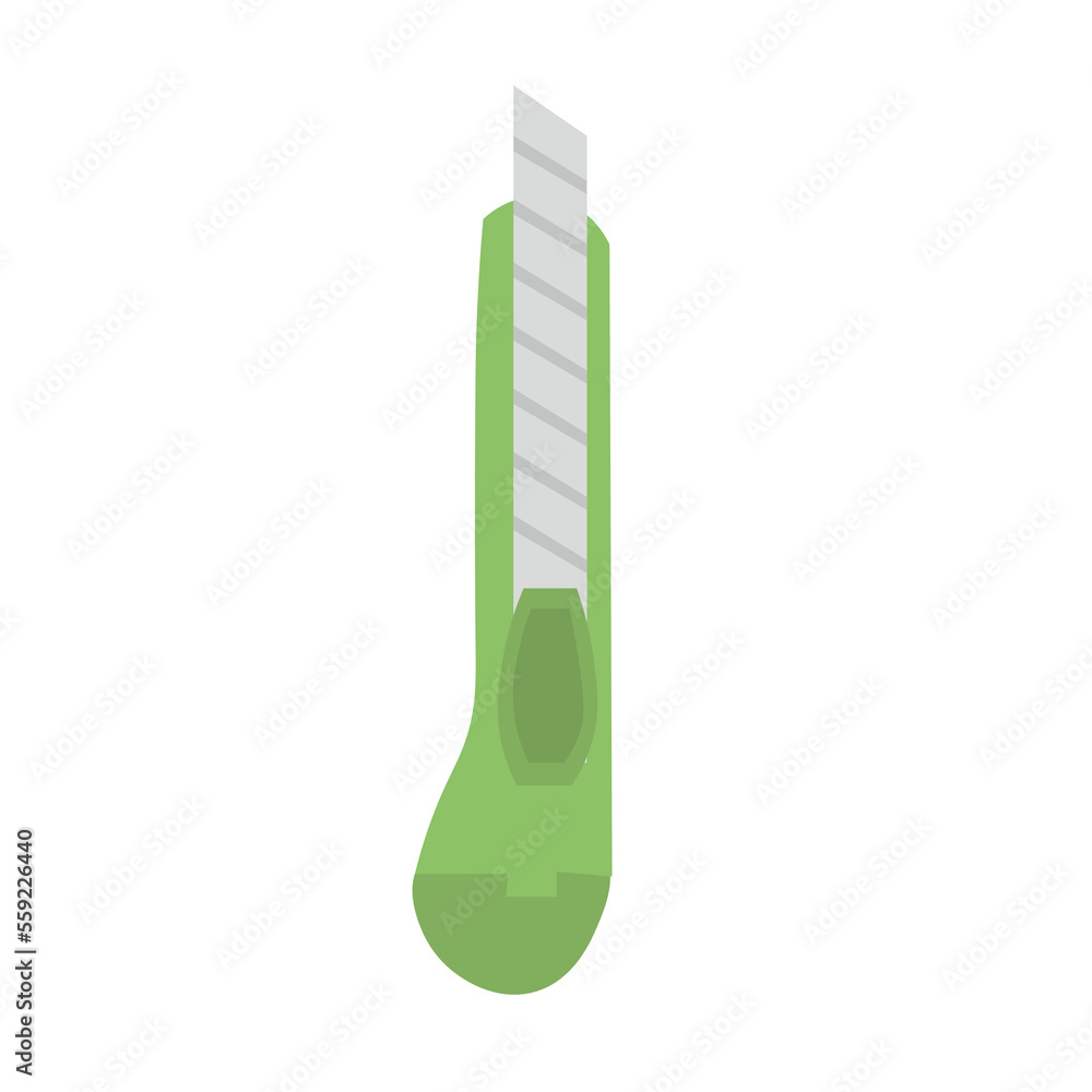Green utility knife on white background Green utility knife on white background