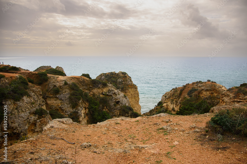 View of the Ponta da Piedade near the city of Lagos in Portugal View of the Ponta da Piedade near the city of Lagos in Portugal