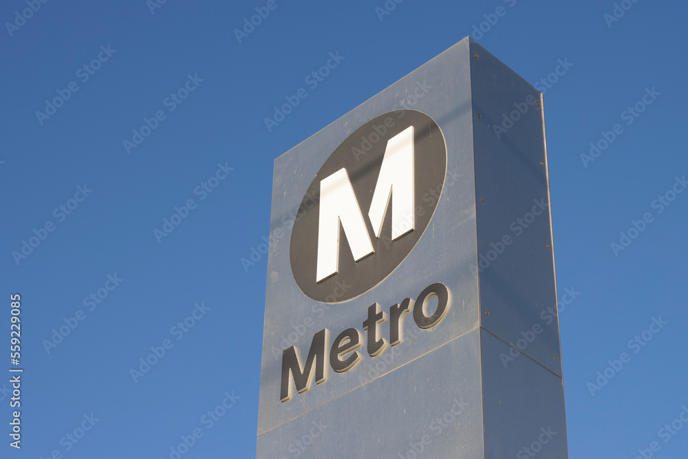 Largo Rd Metro Sign Los Angeles, CA, USA - May 11, 2022: Metro sign is see at a metro ...