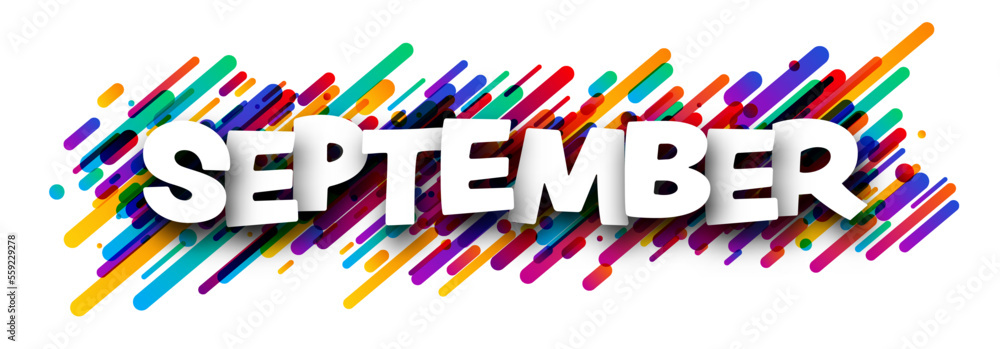 Fototapeta premium September word over colorful brush strokes background.