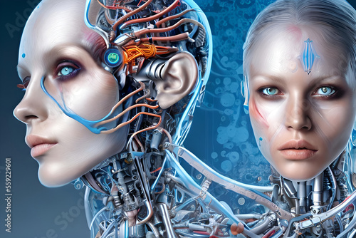 Cyborg computer generated person - Generative AI