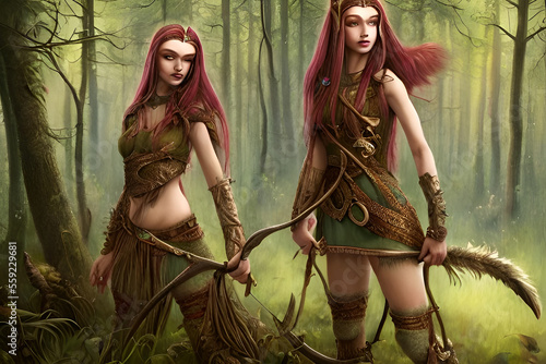 two women in the woods computer generated person no model releases needed