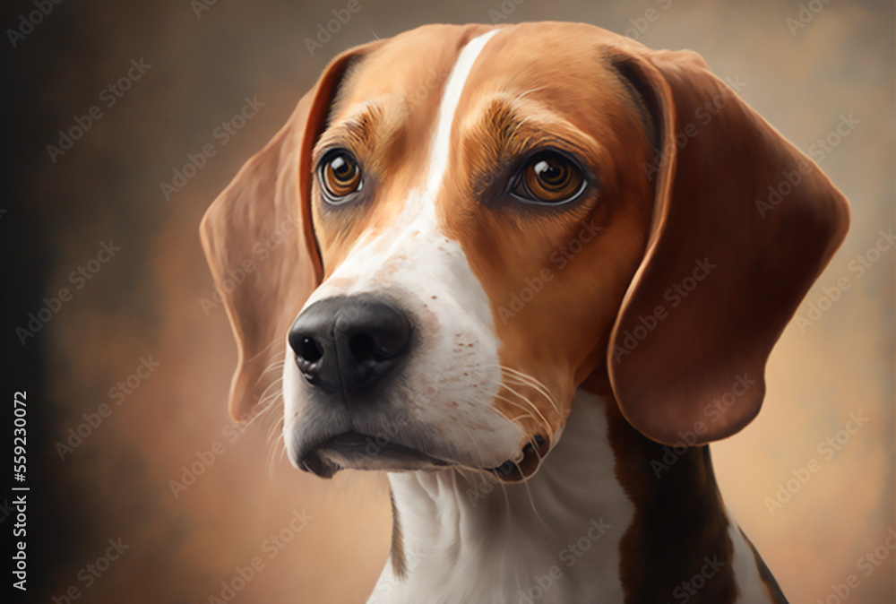 portrait of a beagle, Generative AI