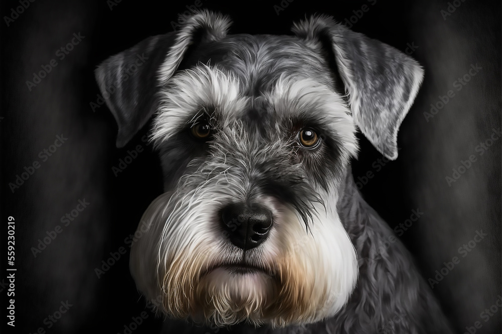 schnauzer dog portrait, Generative AI