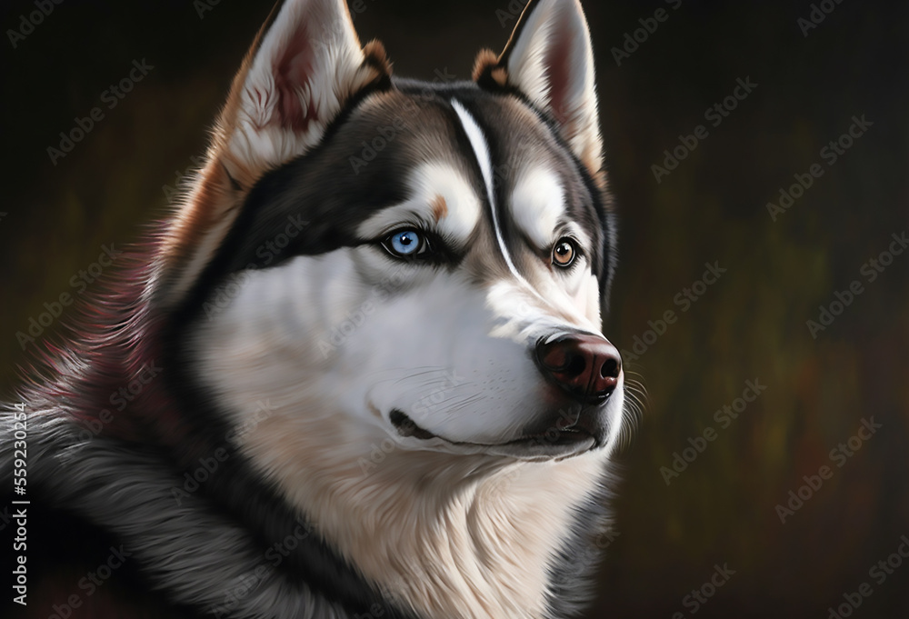 siberian husky dog portrait, Generative AI siberian husky dog portrait, Generative AI