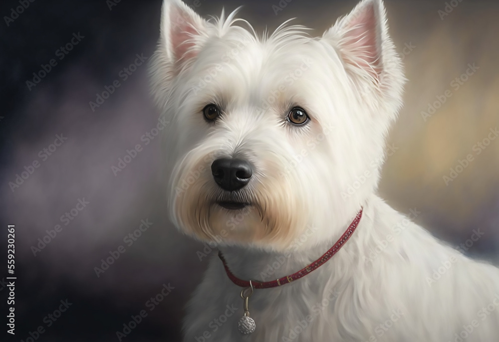 portrait of a west highland white terrier, Generative AI portrait of a west highland white terrier, Generative AI