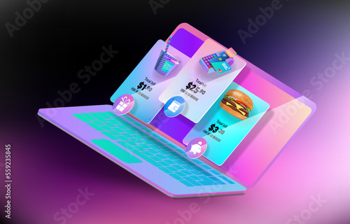 Web windows with the cost of goods and services on the labtop screen