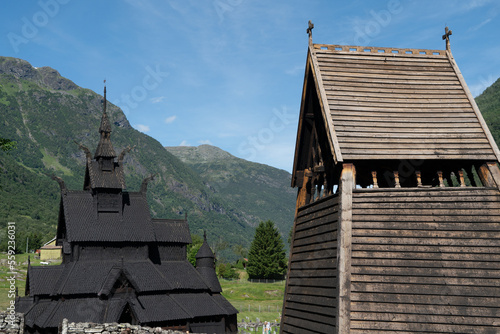 Stabkirche aus dem 12. Jahrhundert in Borgund, Norwegen photo