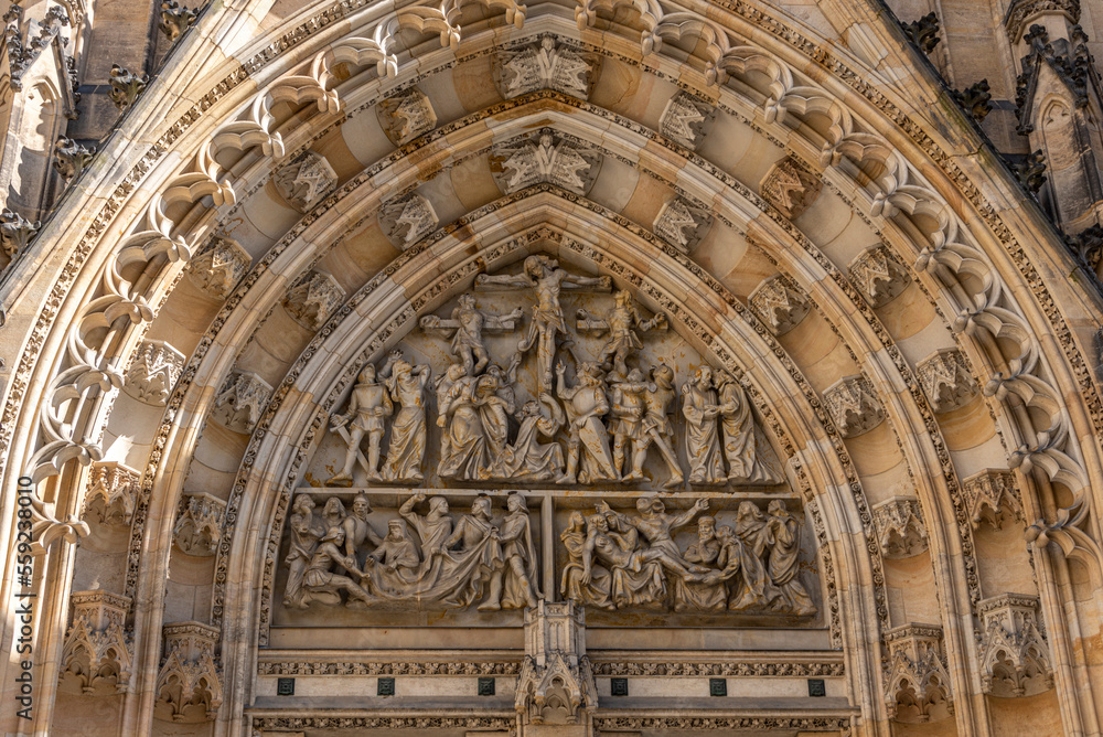Bas-relief on St. Vitus cathedral at Prague castle