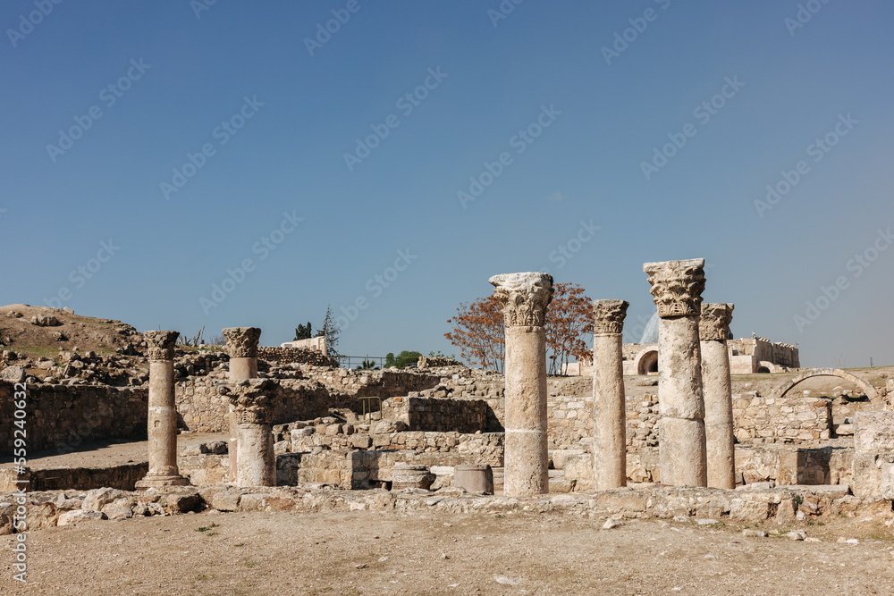 Amman Citadel archeological site in Amman, Jordan