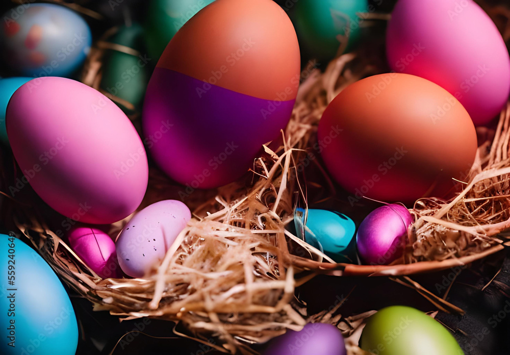 Fototapeta premium easter eggs in a basket